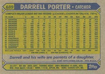 1987 Topps #689 Darrell Porter Back
