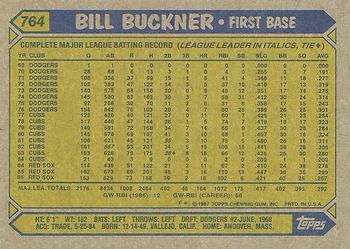 1987 Topps #764 Bill Buckner Back