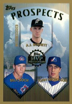 1999 Topps - MVP Promotion #NNO A.J. Burnett / Billy Koch / John Nicholson Front