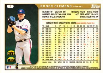 1999 Topps - Jumbo Series One #1 Roger Clemens Back