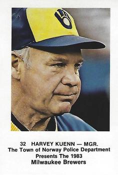 1983 Milwaukee Brewers Police - Town of Norway Police Department #NNO Harvey Kuenn Front