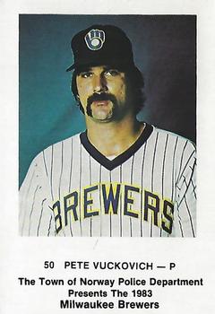 1983 Milwaukee Brewers Police - Town of Norway Police Department #NNO Pete Vuckovich Front