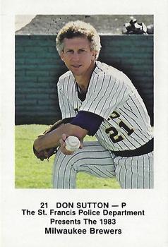 1983 Milwaukee Brewers Police - St. Francis Police Department #NNO Don Sutton Front