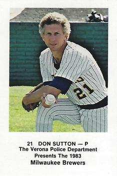 1983 Milwaukee Brewers Police - Verona Police Department #NNO Don Sutton Front