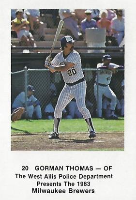 1983 Milwaukee Brewers Police - West Allis Police Department #NNO Gorman Thomas Front