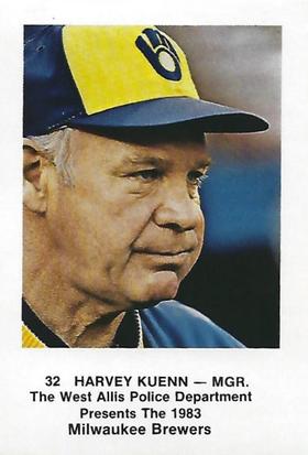 1983 Milwaukee Brewers Police - West Allis Police Department #NNO Harvey Kuenn Front