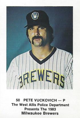 1983 Milwaukee Brewers Police - West Allis Police Department #NNO Pete Vuckovich Front