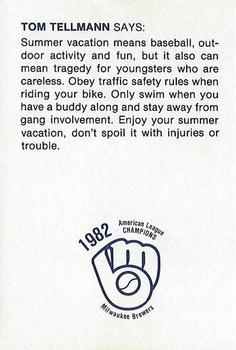 1983 Milwaukee Brewers Police - Wisconsin State Fair Park Police #NNO Tom Tellmann Back
