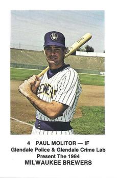 1984 Milwaukee Brewers Police - Glendale Police & Glendale Crime Lab #NNO Paul Molitor Front