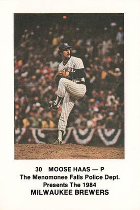 1984 Milwaukee Brewers Police - Menomonee Falls Police Dept. #NNO Moose Haas Front
