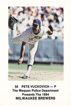 1984 Milwaukee Brewers Police - Mequon Police Department #NNO Pete Vuckovich Front