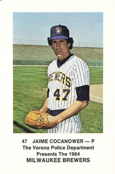 1984 Milwaukee Brewers Police - Verona Police Department #NNO Jaime Cocanower Front