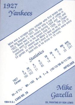 1984 Galasso 1927 Yankees #28 Mike Gazella Back