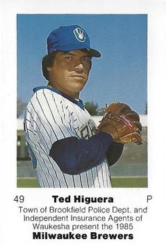 1985 Milwaukee Brewers Police - Town of Brookfield Police Department, Independent Insurance Agents Of Waukesha #NNO Ted Higuera Front