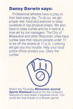 1985 Milwaukee Brewers Police - Grafton Police Department #NNO Danny Darwin Back