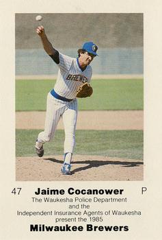 1985 Milwaukee Brewers Police - Waukesha Police Department and Independent Insurance Agents Of Waukesha #NNO Jaime Cocanower Front