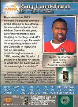 1998 Pacific Aurora #185 Ray Lankford Back