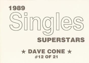 1989 Singles Superstars (unlicensed) #12 David Cone Back