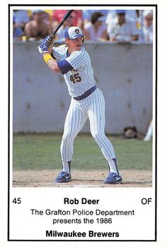 1986 Milwaukee Brewers Police - Grafton Police Department #NNO Rob Deer Front