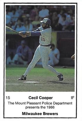 1986 Milwaukee Brewers Police - Mount Pleasant Police Department #NNO Cecil Cooper Front