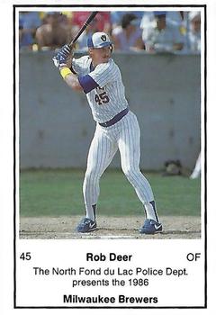 1986 Milwaukee Brewers Police - North Fond Du Lac Police Dept. #NNO Rob Deer Front
