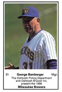 1986 Milwaukee Brewers Police - Oshkosh Police Department and Oshkosh B'Gosh Inc. #NNO George Bamberger Front