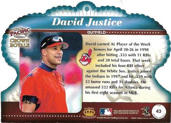1998 Pacific Crown Royale #43 David Justice Back