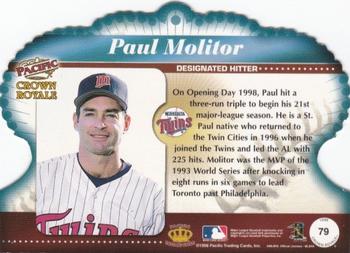 1998 Pacific Crown Royale #79 Paul Molitor Back