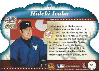1998 Pacific Crown Royale #93 Hideki Irabu Back