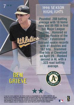 1999 Topps Stars - Two Star #7 Ben Grieve Back