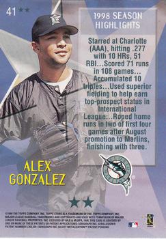 1999 Topps Stars - Two Star #41 Alex Gonzalez Back