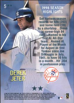 1999 Topps Stars - Two Star Foil #5 Derek Jeter Back