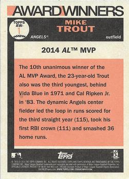 2015 Topps Heritage - Award Winners #AW-1 Mike Trout Back