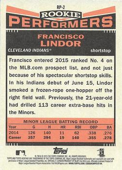 2015 Topps Heritage - Rookie Performers #RP-2 Francisco Lindor Back