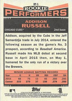 2015 Topps Heritage - Rookie Performers #RP-5 Addison Russell Back