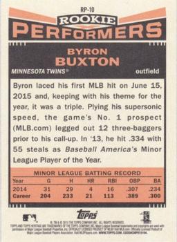 2015 Topps Heritage - Rookie Performers #RP-10 Byron Buxton Back