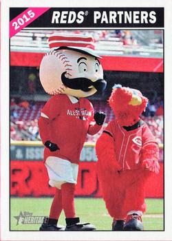 2015 Topps Heritage - Combo Cards #CC-3 Reds Partners (Cincinnati Reds Mascots) Front