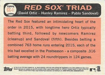 2015 Topps Heritage - Combo Cards #CC-1 Red Sox Triad (David Ortiz / Hanley Ramirez / Pablo Sandoval) Back