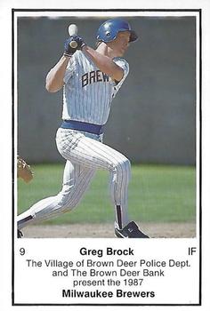 1987 Milwaukee Brewers Police - Village of Brown Deer Police Dept. and The Brown Deer Bank #NNO Greg Brock Front