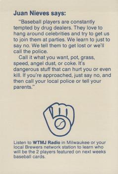 1987 Milwaukee Brewers Police - Grafton Police Department #NNO Juan Nieves Back