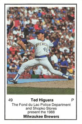 1988 Milwaukee Brewers Police - Fond du Lac Police Department & Shopko Stores #NNO Ted Higuera Front