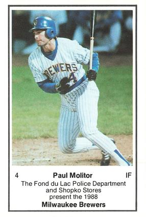 1988 Milwaukee Brewers Police - Fond du Lac Police Department & Shopko Stores #NNO Paul Molitor Front
