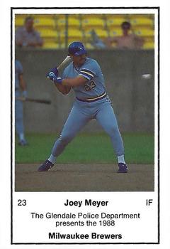 1988 Milwaukee Brewers Police - Glendale Police Department #NNO Joey Meyer Front