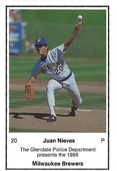 1988 Milwaukee Brewers Police - Glendale Police Department #NNO Juan Nieves Front