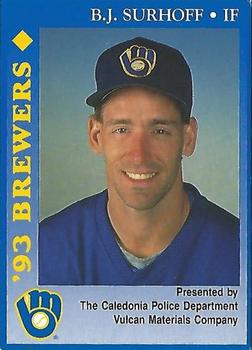 1993 Milwaukee Brewers Police - Caledonia PD, Vulcan Materials Company #NNO B.J. Surhoff Front