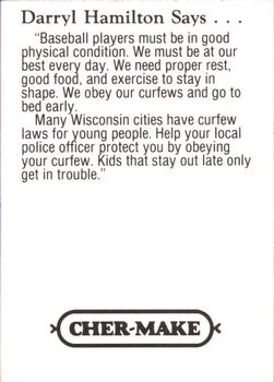 1993 Milwaukee Brewers Police - Chilton PD, Chilton Valley Bank, Chilton Foodmart #NNO Darryl Hamilton Back