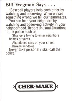 1993 Milwaukee Brewers Police - Chilton PD, Chilton Valley Bank, Chilton Foodmart #NNO Bill Wegman Back
