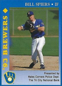 1993 Milwaukee Brewers Police - Hales Corners Police Dept., The Tri City National Bank #NNO Bill Spiers Front
