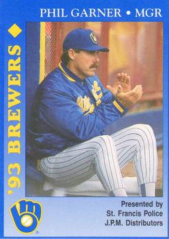 1993 Milwaukee Brewers Police - St. Francis PD, J.P.M. Distributors #NNO Phil Garner Front