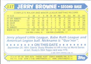 1987 Topps Traded #11T Jerry Browne Back